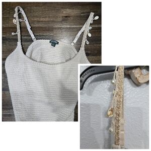 Wild Fable Beach Top With Shell & Pearl Accents